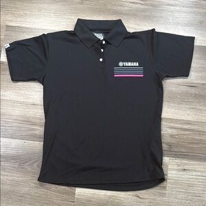 Yamaha Women's Size Medium Polo Black Pink Polyester Collar‎